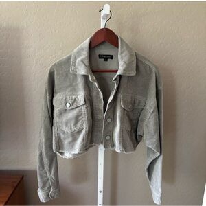 🌵100% cotton Black Label Light Gray Cropped Jean Jacket